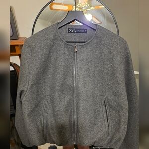 ZARA Gray Zip-Up Jacket